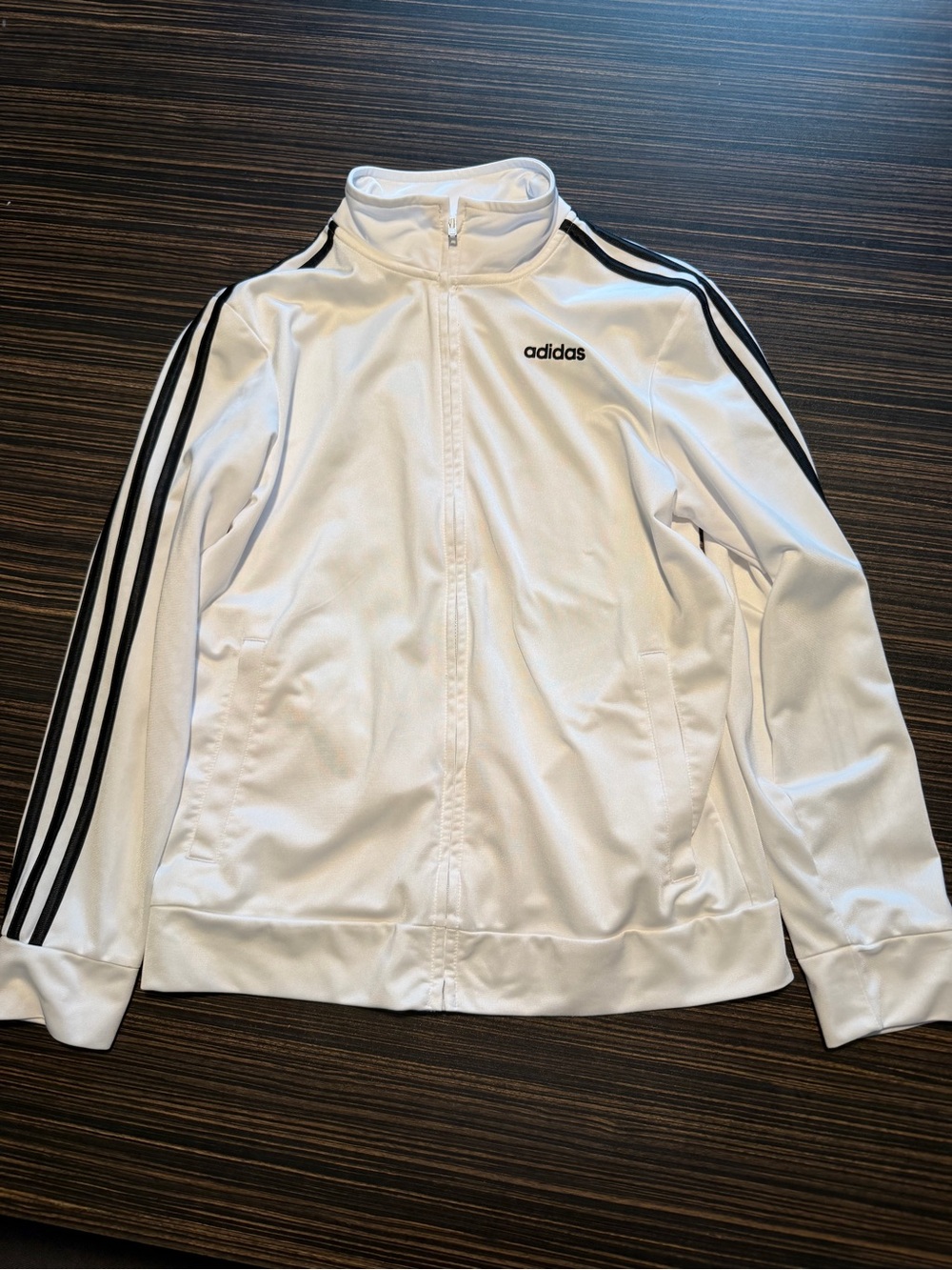 adidas White Track Jacket with Black Three-Stripes